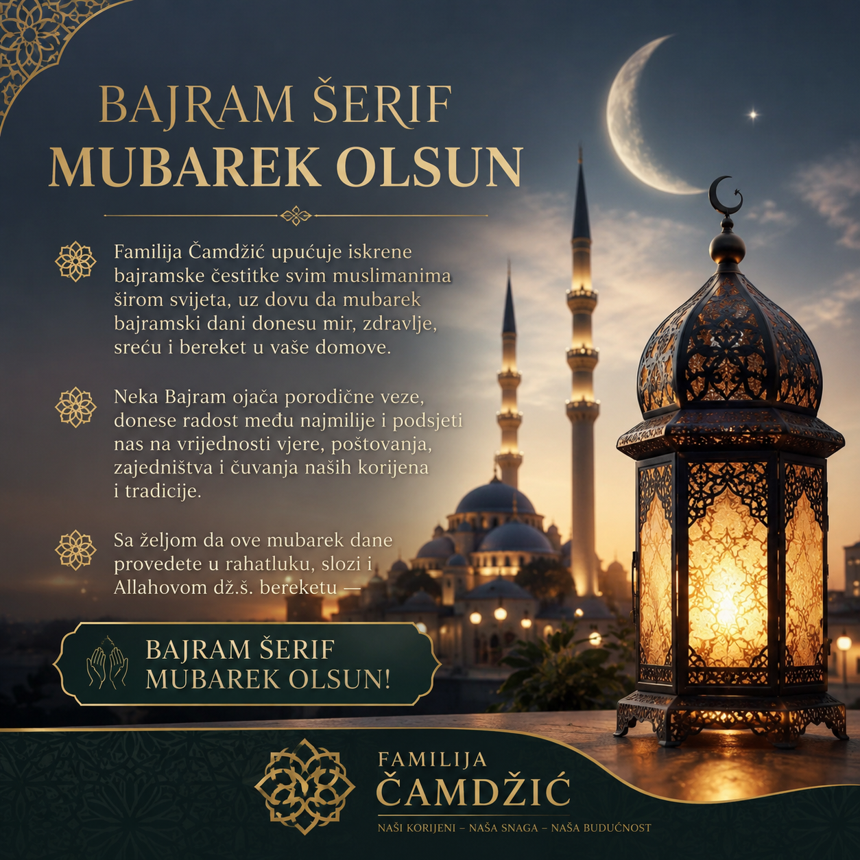 Bajram Šerif Mubarek Olsun